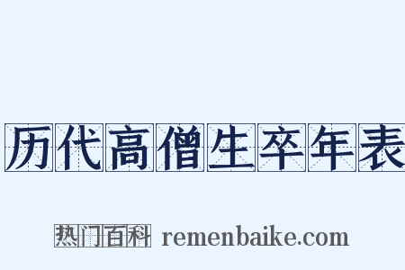 历代高僧生卒年表是什么意思的图片
